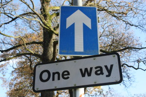 One_Way_sign,_Spa,_County_Down,_November_2010