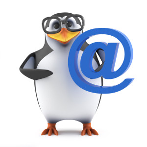 Academic penguin with email address symbol